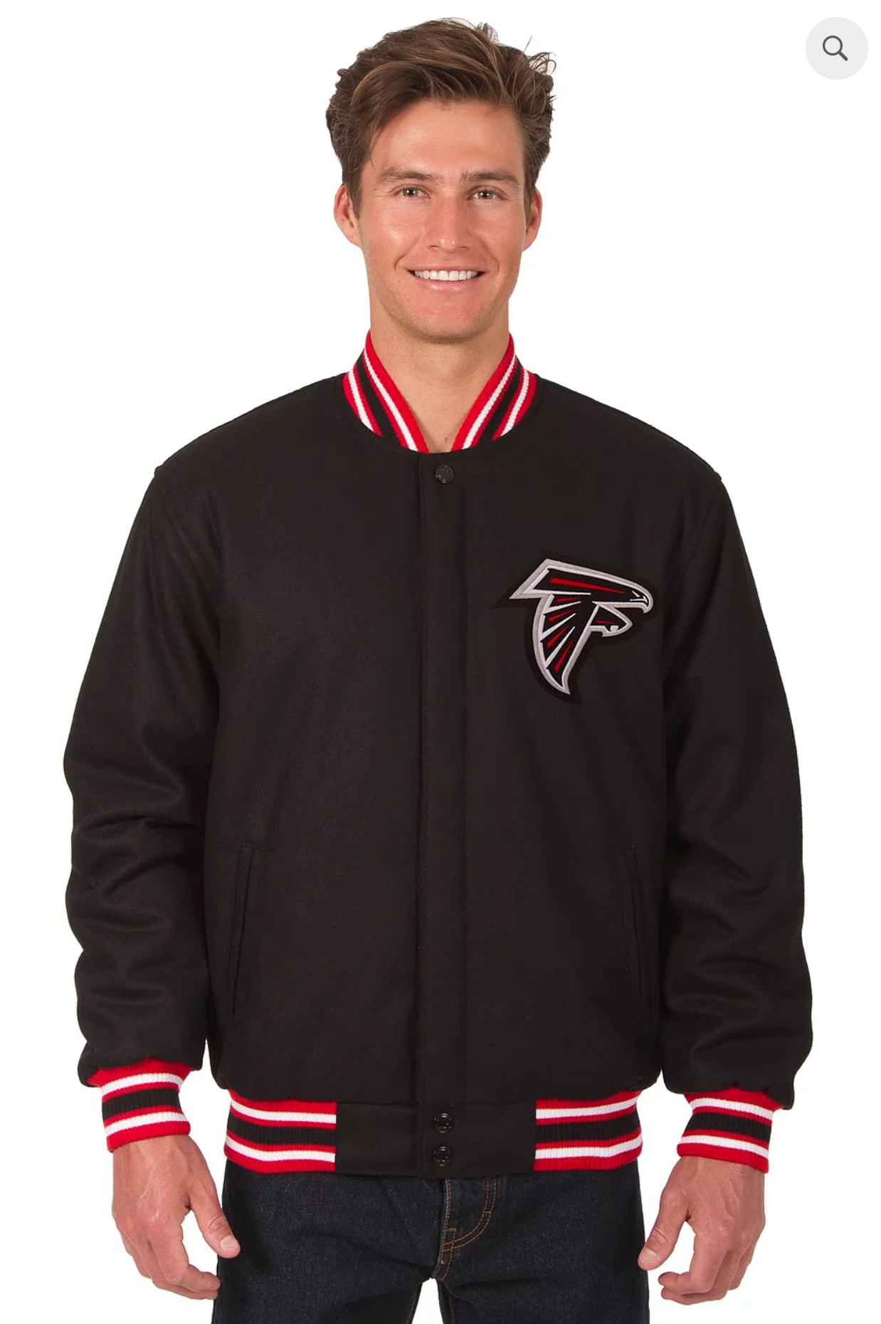 Atlanta Falcons Reversible Wool Varsity Jacket With Back Logo & Red Trimming