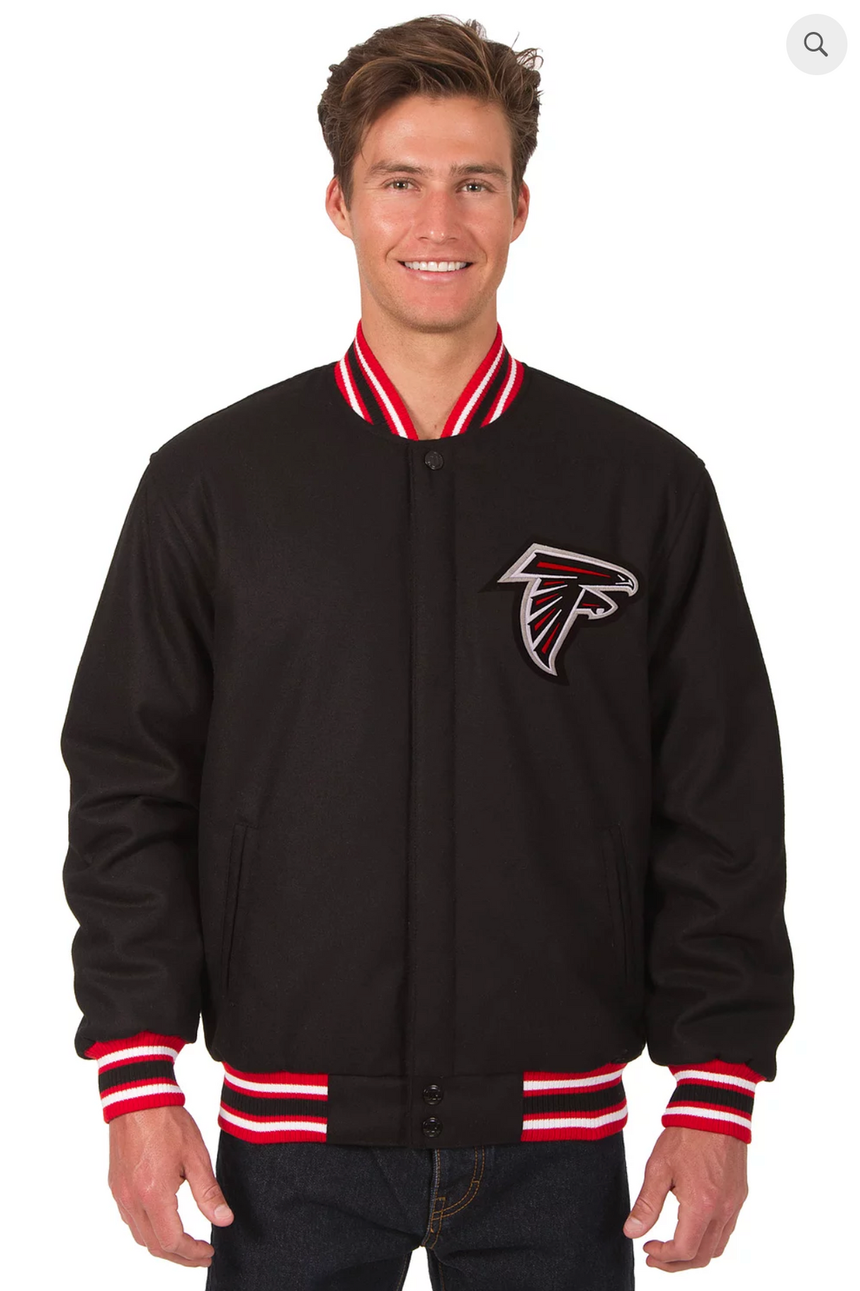 Atlanta Falcons Reversible Wool Varsity Jacket with Red Trimming