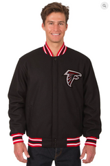 Atlanta Falcons Reversible Wool Varsity Jacket with Red Trimming