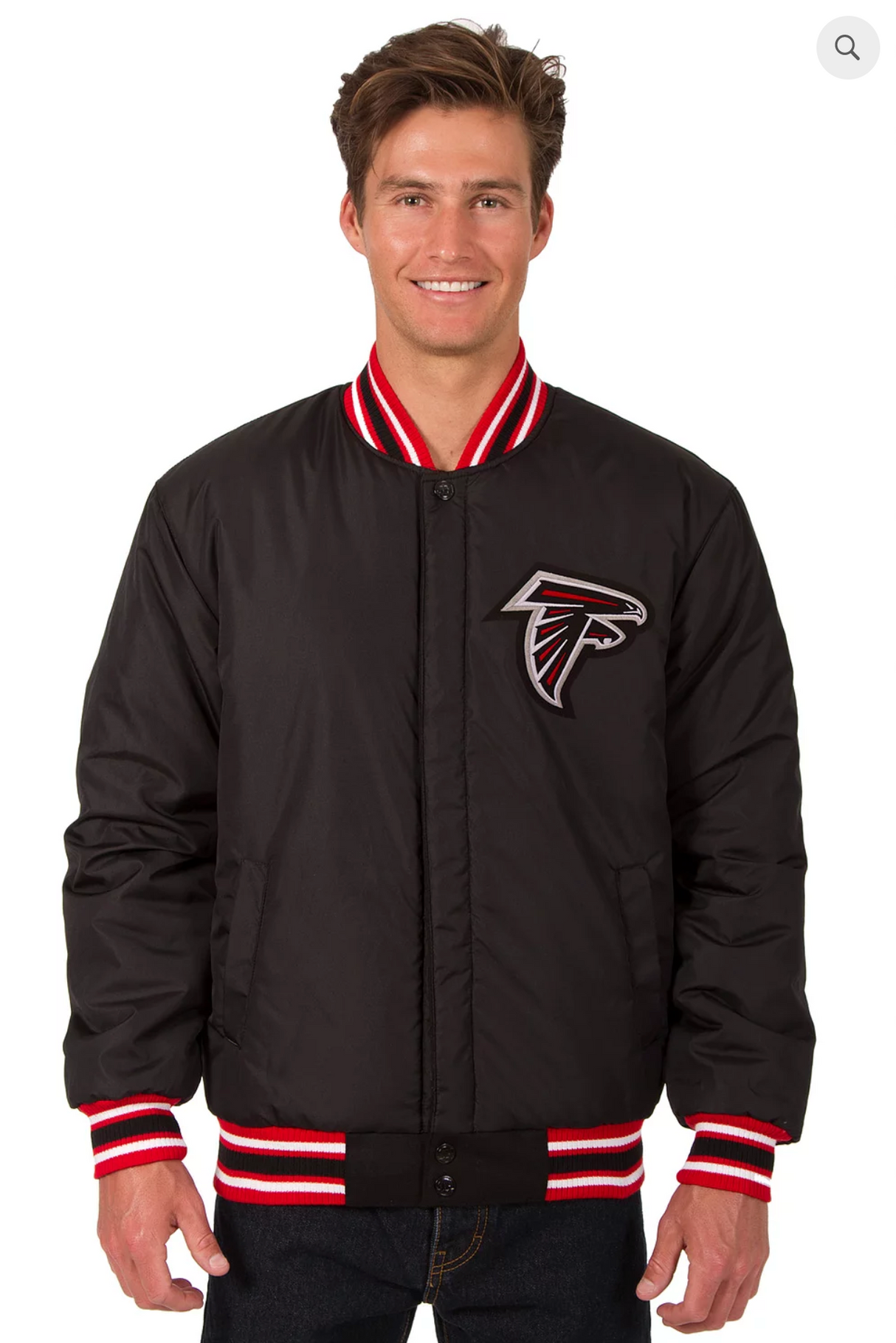 Atlanta Falcons Reversible Wool Varsity Jacket with Red Trimming