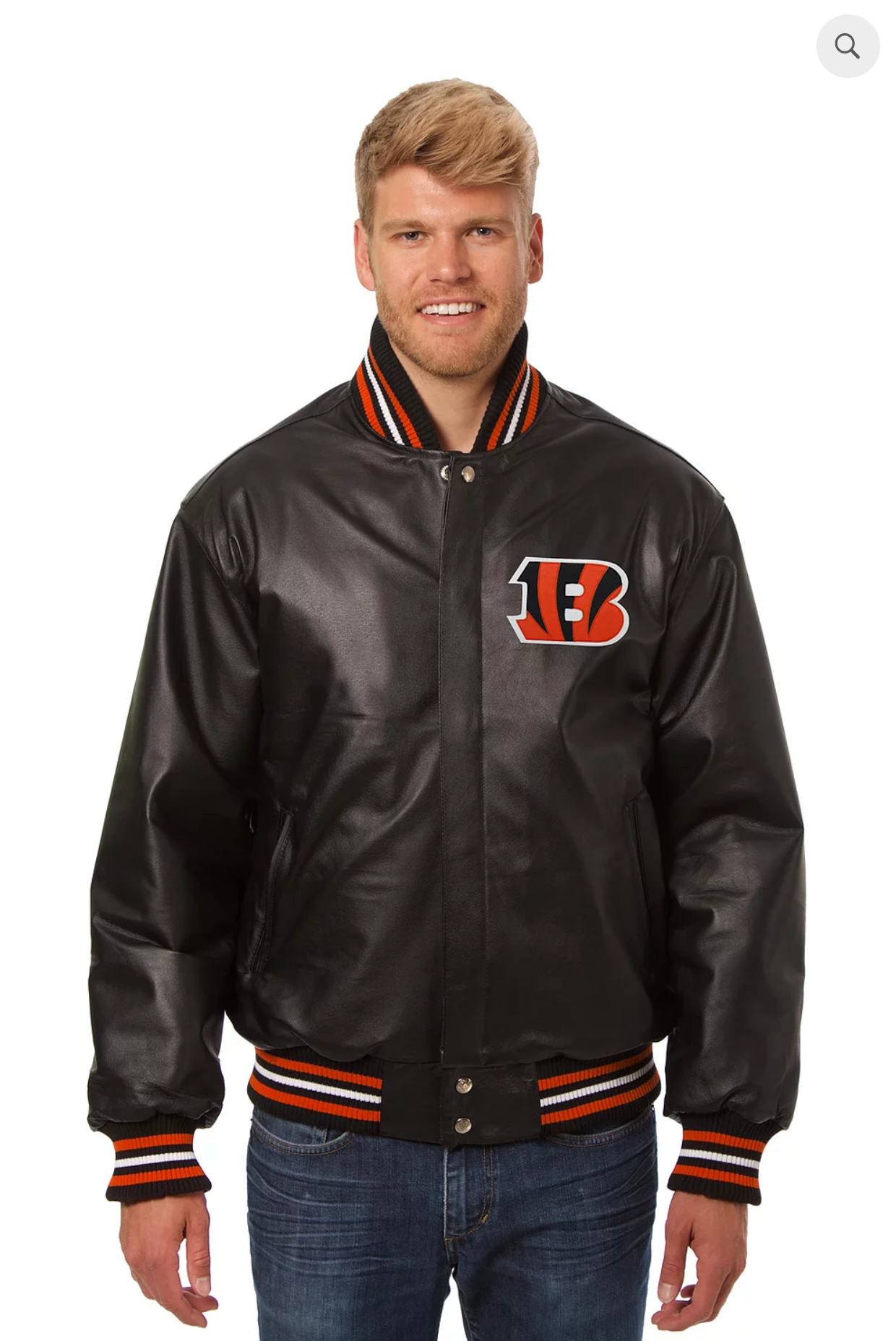Cincinnati Bengals Hand Crafted Leather Solid Team Jacket