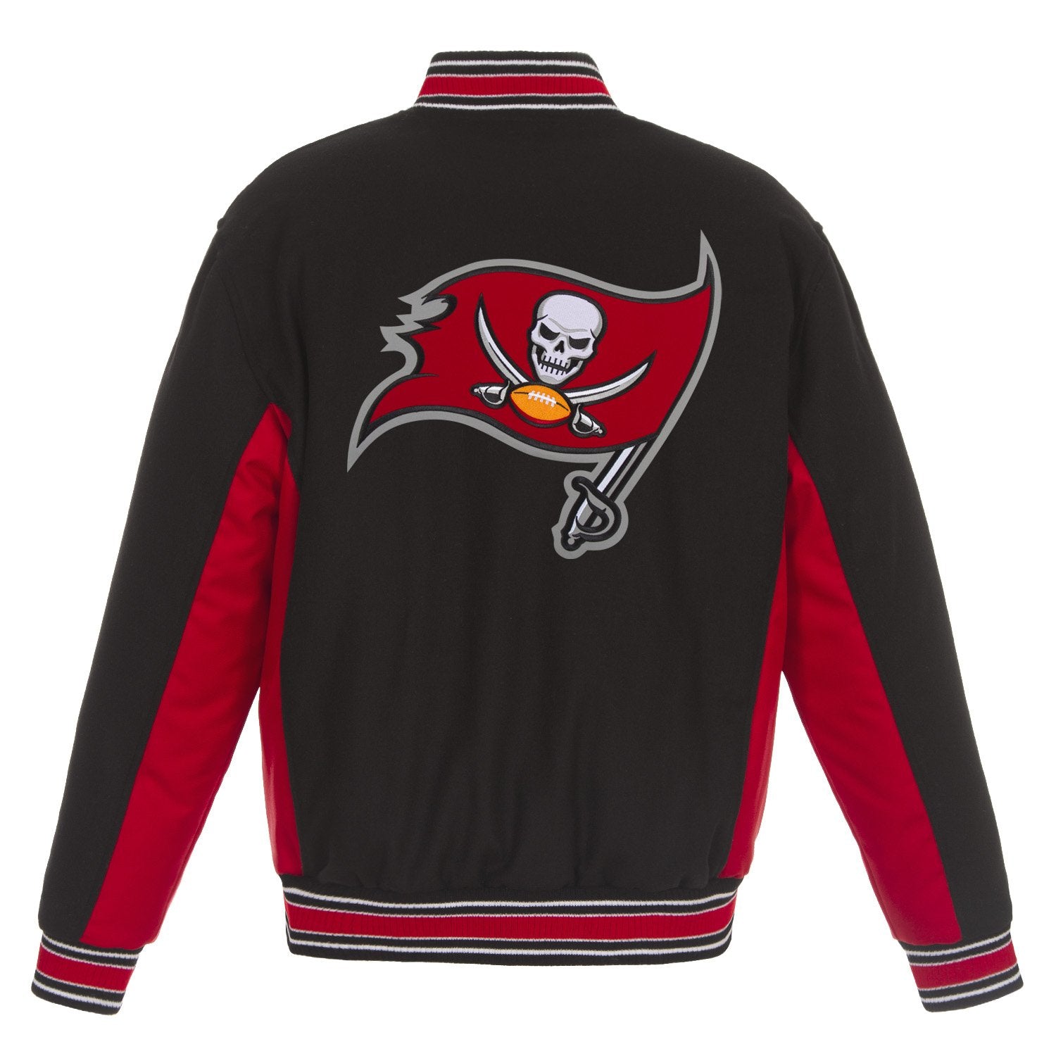 TAMPA BAY BUCCANEERS JH DESIGN WOOL REVERSIBLE FULL-SNAP JACKET – BLACK