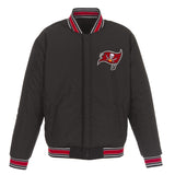 TAMPA BAY BUCCANEERS JH DESIGN WOOL REVERSIBLE FULL-SNAP JACKET – BLACK