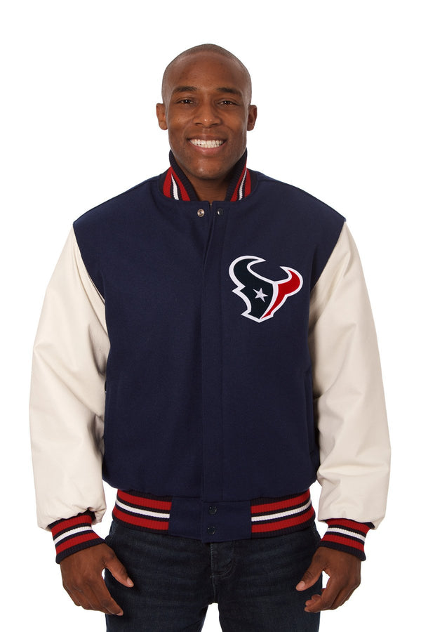 Houston Texans Embroidered Wool and Leather Jacket