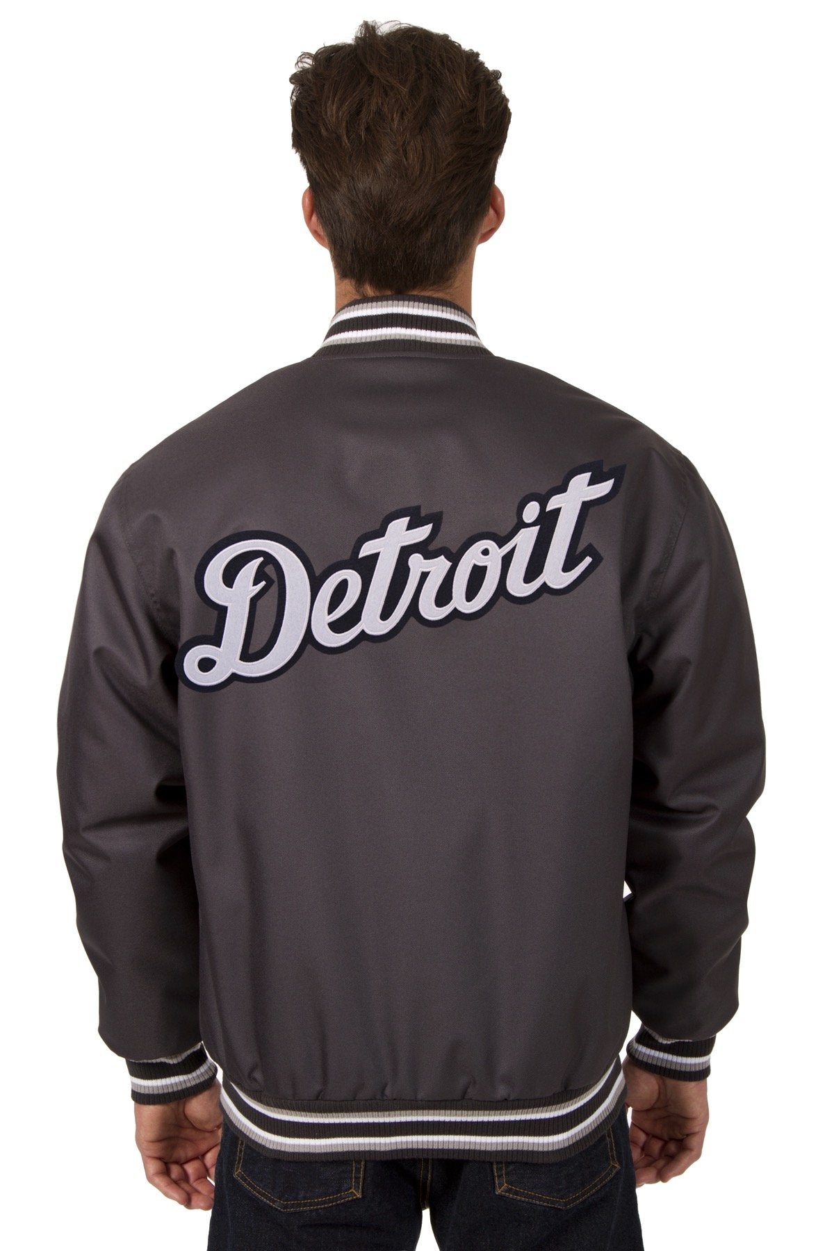 DETROIT TIGERS POLY TWILL VARSITY JACKET - CHARCOAL