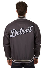 DETROIT TIGERS POLY TWILL VARSITY JACKET - CHARCOAL