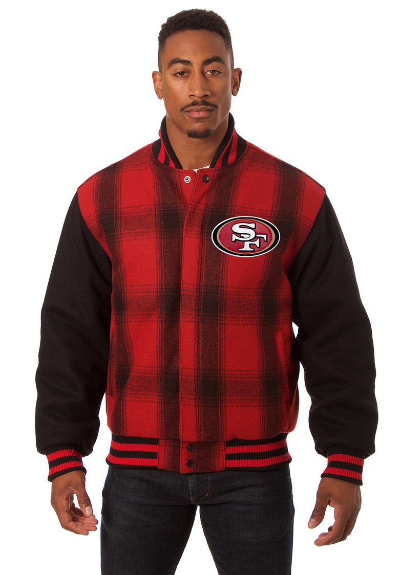 SAN FRANCISCO 49ERS JH DESIGN WOOL JACKET - BLACK