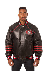 SAN FRANCISCO 49ERS JH DESIGN ALL LEATHER JACKET - BLACK/RED