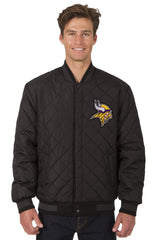 Minnesota Vikings Reversible Wool and Leather Jacket (Front Logos Only)