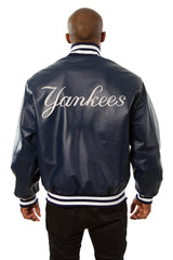 NEW YORK YANKEES FULL LEATHER JACKET - NAVY