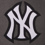 NEW YORK YANKEES WOOL & LEATHER REVERSIBLE JACKET W/ EMBROIDERED LOGOS - CHARCOAL/NAVY