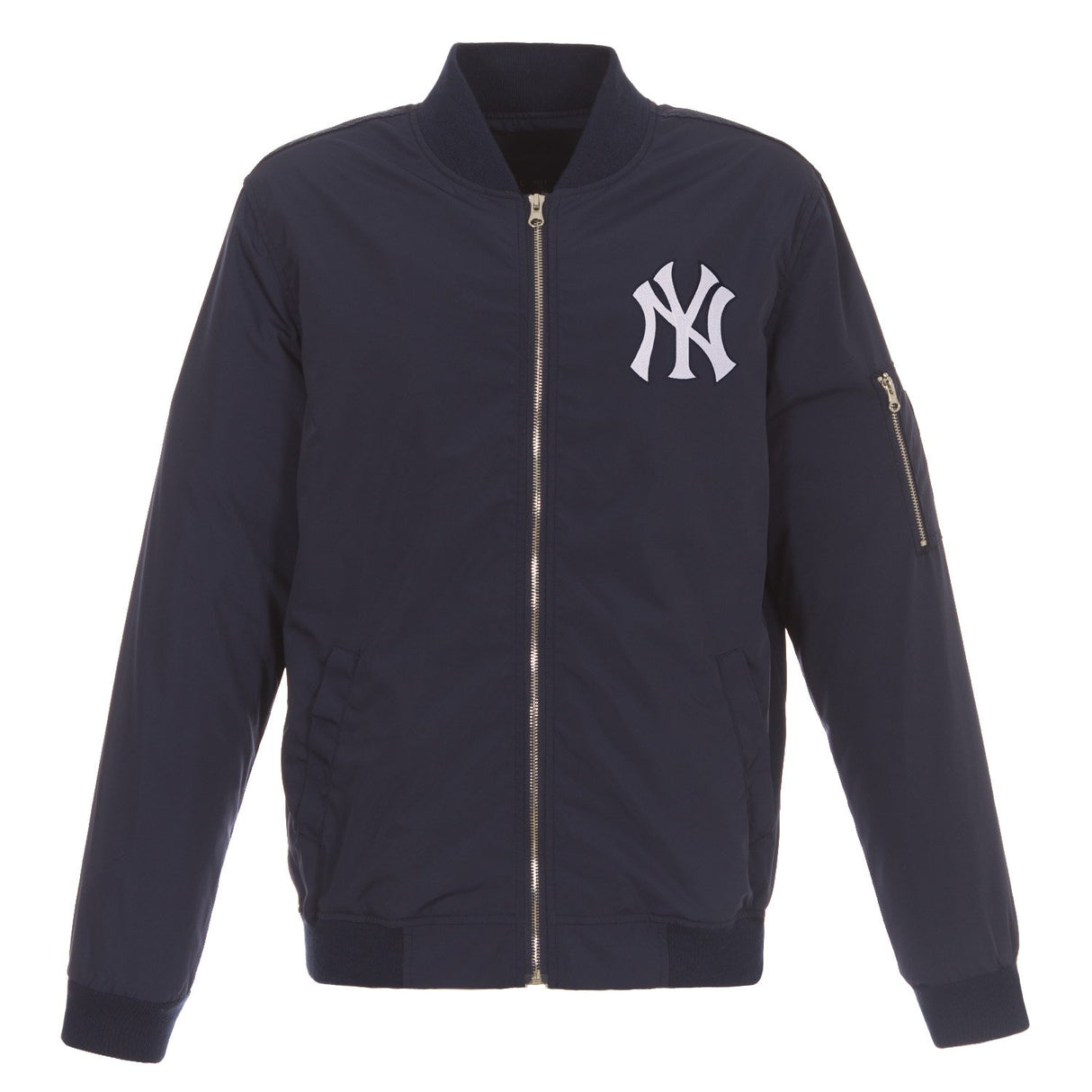 NEW YORK YANKEES JH DESIGN LIGHTWEIGHT NYLON BOMBER JACKET – NAVY