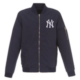 NEW YORK YANKEES JH DESIGN LIGHTWEIGHT NYLON BOMBER JACKET – NAVY
