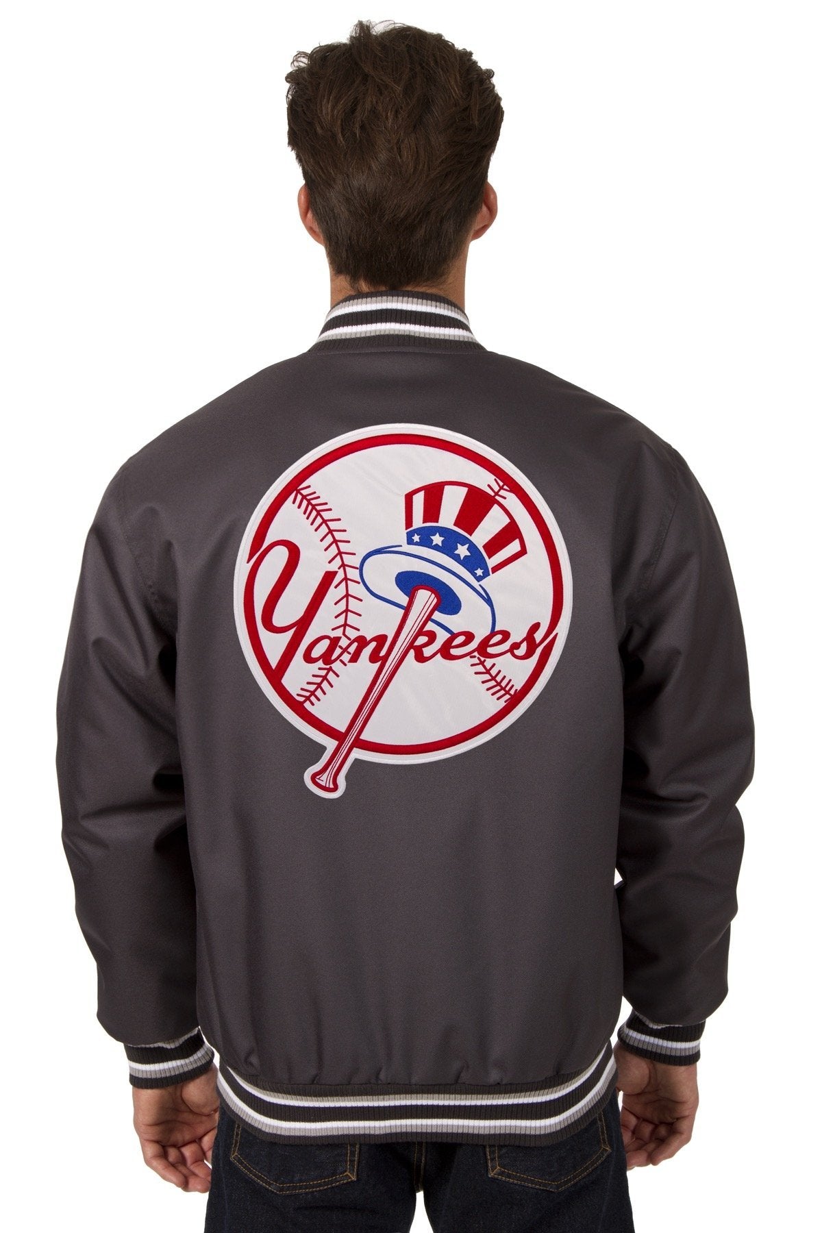 NEW YORK YANKEES POLY TWILL VARSITY JACKET - CHARCOAL
