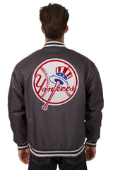 NEW YORK YANKEES POLY TWILL VARSITY JACKET - CHARCOAL