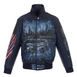 NEW YORK YANKEES JH DESIGN HAND-PAINTED LEATHER JACKET - NAVY