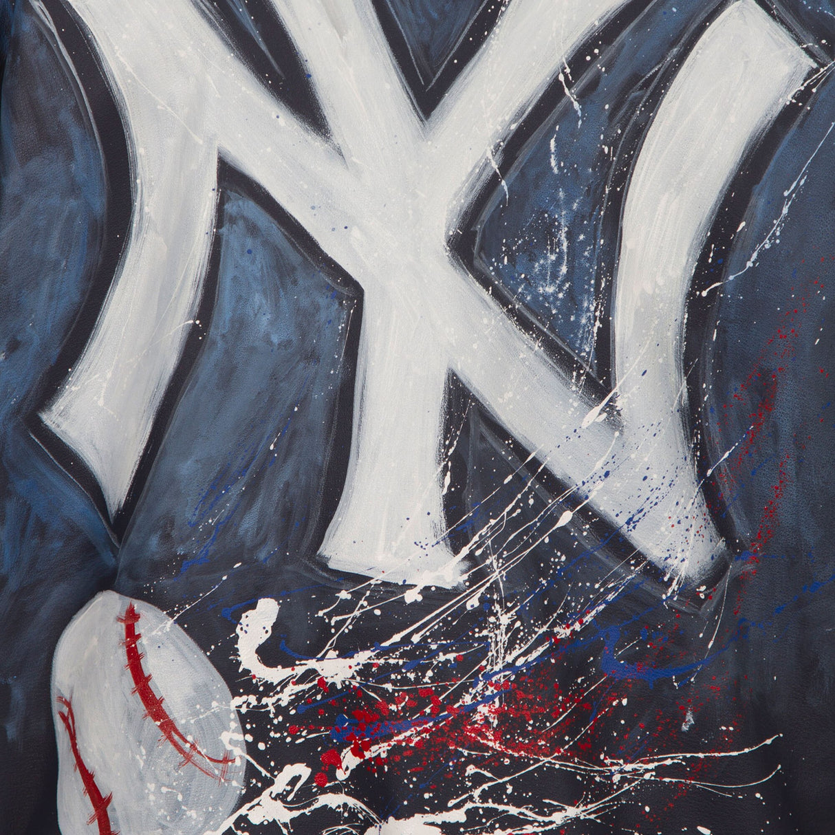 NEW YORK YANKEES JH DESIGN HAND-PAINTED LEATHER JACKET - NAVY
