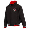 TAMPA BAY BUCCANEERS SUPER BOWL LV CHAMPIONS REVERSIBLE HOODED FLEECE AND POLY-TWILL FULL-SNAP JACKET - BLACK
