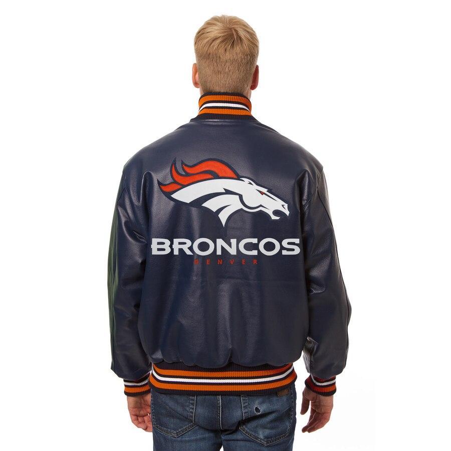 DENVER BRONCOS JH DESIGN LEATHER JACKET - NAVY
