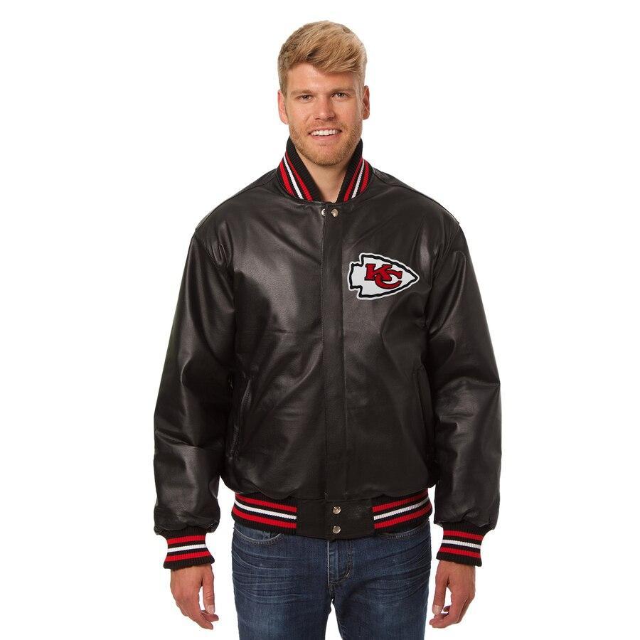 KANSAS CITY CHIEFS JH DESIGN LEATHER JACKET - BLACK