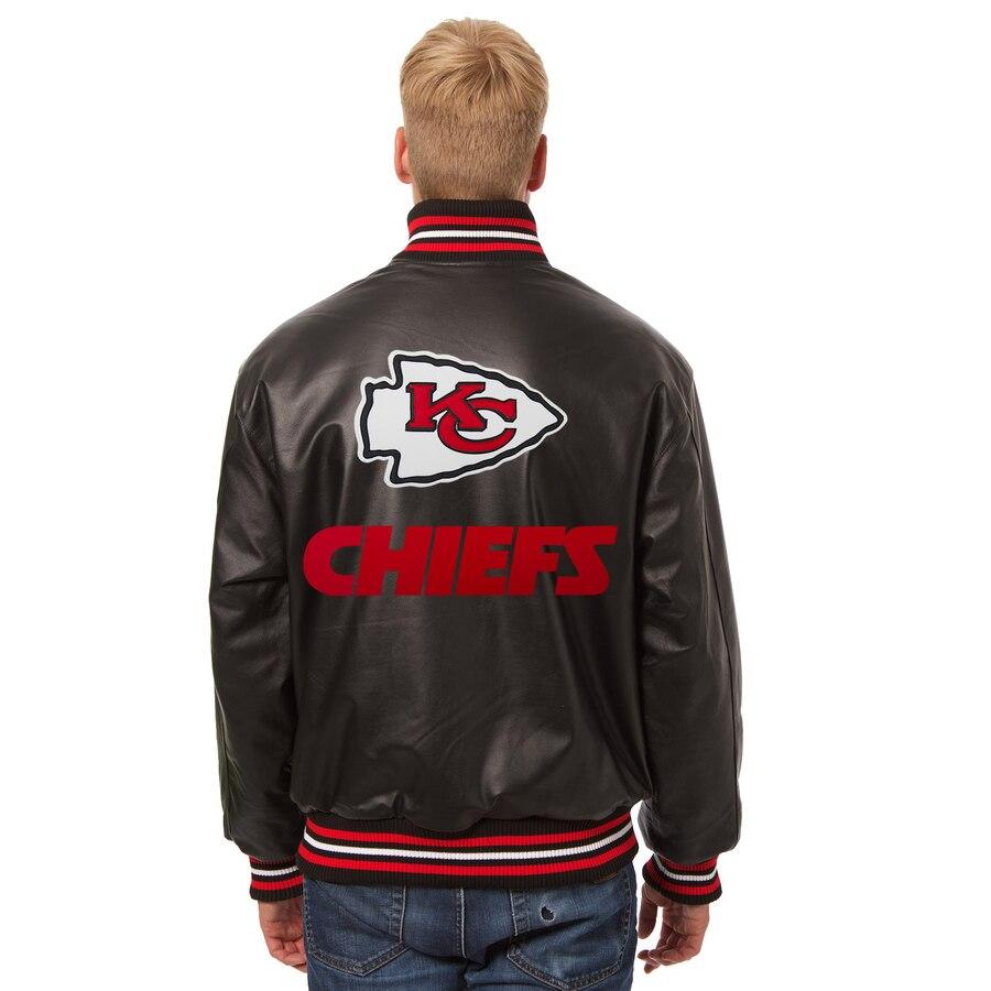 KANSAS CITY CHIEFS JH DESIGN LEATHER JACKET - BLACK