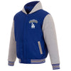 LOS ANGELES DODGERS JH DESIGN 2020 WORLD SERIES CHAMPIONS REVERSIBLE POLY-TWILL FULL-SNAP HOODIE - ROYAL/GRAY