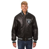 LAS VEGAS RAIDERS JH DESIGN LEATHER JACKET - BLACK