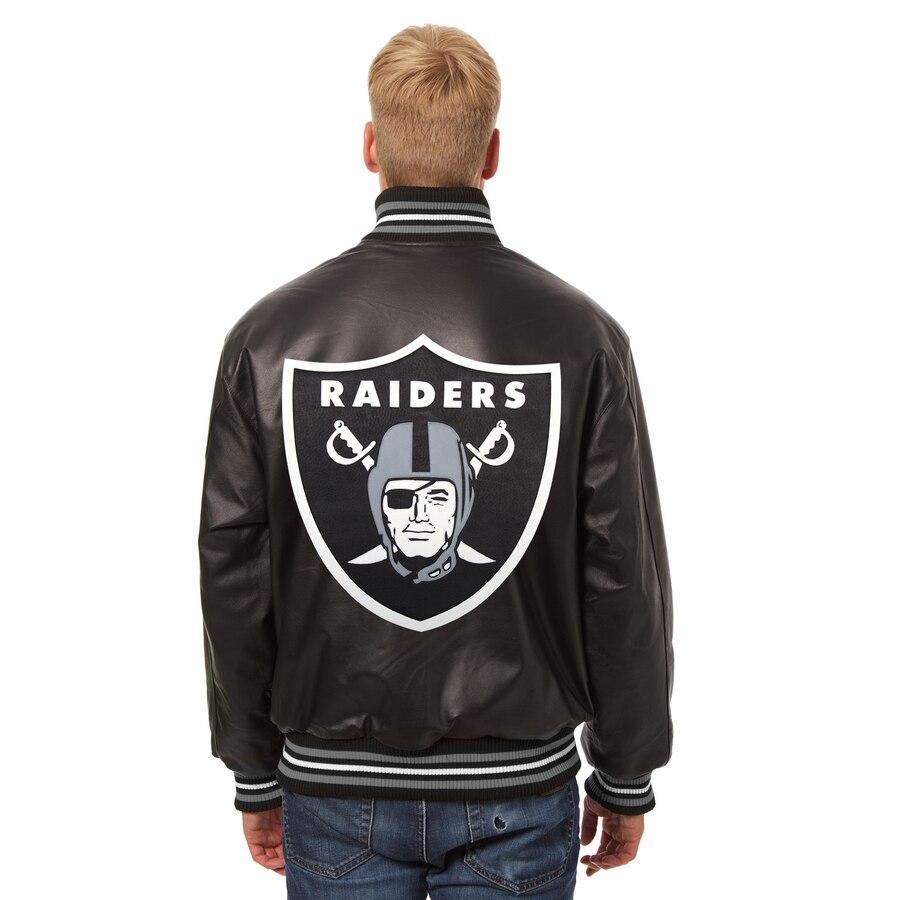 LAS VEGAS RAIDERS JH DESIGN LEATHER JACKET - BLACK
