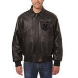 LAS VEGAS RAIDERS JH DESIGN TONAL LEATHER JACKET - BLACK