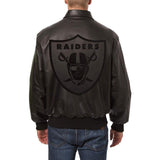 LAS VEGAS RAIDERS JH DESIGN TONAL LEATHER JACKET - BLACK