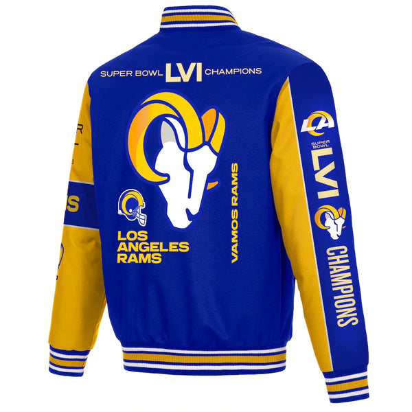 Los Angeles Rams JH Design Super Bowl LVI Champions Poly-Twill Full-Snap Embroidered Jacket - Royal