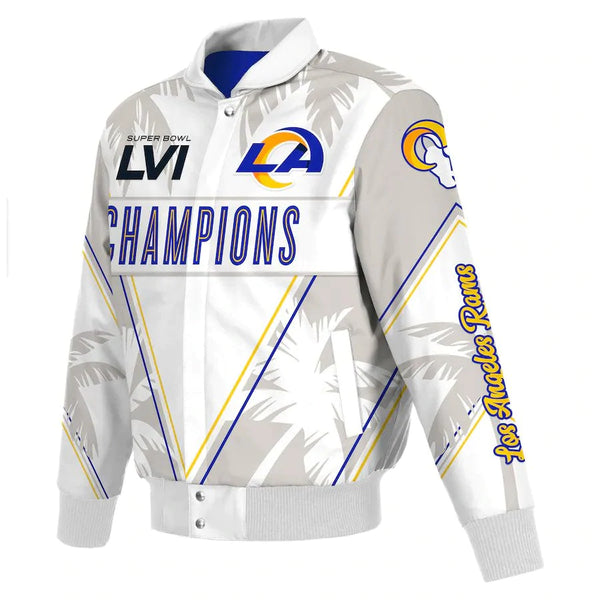 Los Angeles Rams Super Bowl LVI Champions Leather Full-Snap Jacket-Gray/White