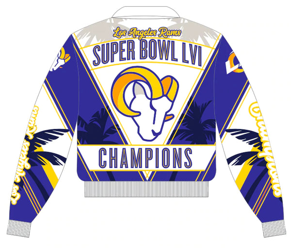 Los Angeles Rams Super Bowl LVI Champions Leather Full-Snap Jacket-Royal/White