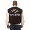 BALTIMORE RAVENS TWO-TONE WOOL AND LEATHER JACKET - BLACK/CREAM