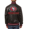 SAN FRANCISCO 49ERS FULL LEATHER SNAP JACKET - BLACK