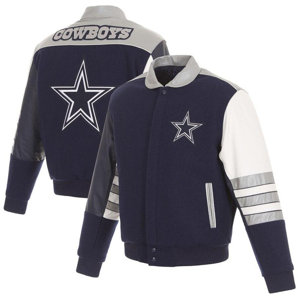 DALLAS COWBOYS WOOL AND LEATHER CLASSIC JACKET - NAVY/GRAY