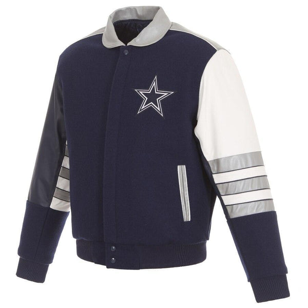 DALLAS COWBOYS WOOL AND LEATHER CLASSIC JACKET - NAVY/GRAY