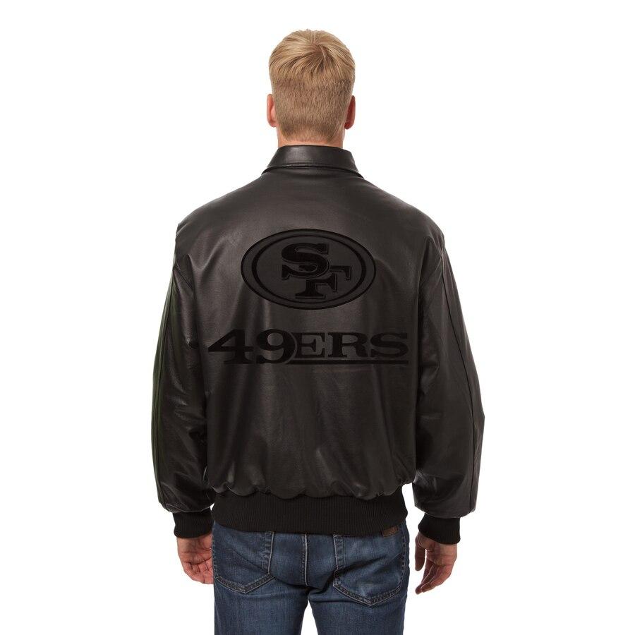 SAN FRANCISCO 49ERS JH DESIGN TONAL ALL LEATHER JACKET - BLACK