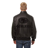 SAN FRANCISCO 49ERS JH DESIGN TONAL ALL LEATHER JACKET - BLACK