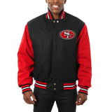 SAN FRANCISCO 49ERS JH DESIGN WOOL FULL-SNAP JACKET - BLACK/SCARLET
