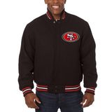 SAN FRANCISCO 49ERS JH DESIGN EMBROIDERED WOOL JACKET - BLACK