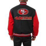 SAN FRANCISCO 49ERS JH DESIGN WOOL FULL-SNAP JACKET - BLACK/SCARLET