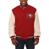 SAN FRANCISCO 49ERS JH DESIGN WOOL & LEATHER FULL-SNAP JACKET - SCARLET/CREAM