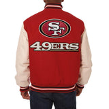 SAN FRANCISCO 49ERS JH DESIGN WOOL & LEATHER FULL-SNAP JACKET - SCARLET/CREAM